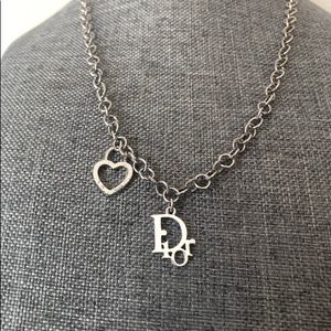Dior ‘logo & heart’ charm necklace, silver